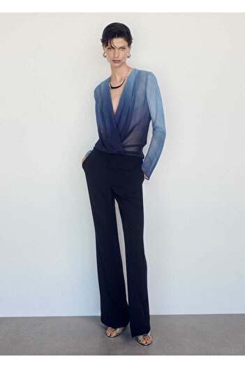 MANGO Woman Semi-Transparent Wrap Blouse