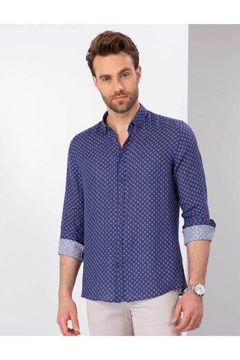 Pierre Cardin Μπλουζάκι με μακρυμάνικο μπλέ Navy Regular Fit 50200507-VR033