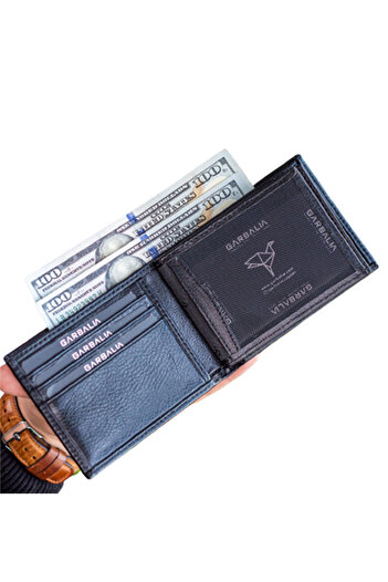Garbalia Liverpool Genuine Leather Coin Compartment - Black
