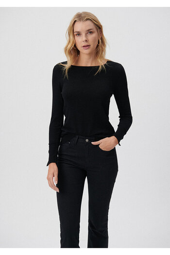 Mavi Button Detailed Black Sweater Slim Fit / Tight Cut 171365-900