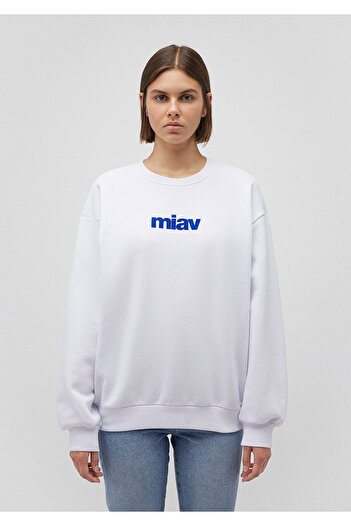 Mavi Miav Baskılı Beyaz Sweatshirt 1610964-620