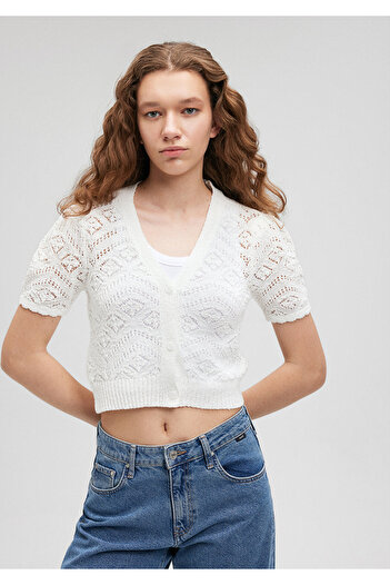 Mavi White Buttoned Knitwear Top1710404-70057