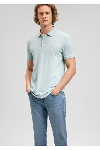 Mavi Lux Touch Синя модальна поло-футболка - Slim Fit 066157-70805