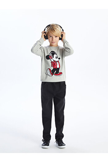 LC Waikiki Lw - Pulover de tricotaj pentru băieți cu mânecă lungă cu model Mickey Mouse