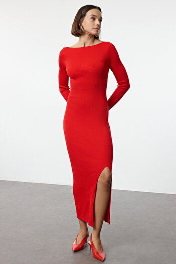 Trendyol Collection Maxi Red Knitwear Dress - Backless, TWOAW25EL00025
