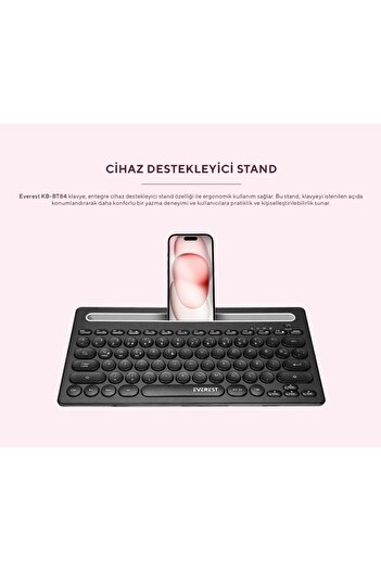 Everest Bluetooth Ultra İnce+Şarjlı Q Mac/Win/Android/Ios Uyumlu Kablosuz klavye