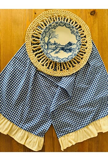 White Alamode Синій рясний клітинний runner - 40x140см