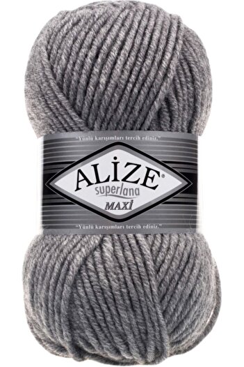 Alize 5 τεμάχια Süperlana Maxi Grey Melange 21 Χοντρό πλεκτό με νήμα γιλέκο ζακέτα με νήμα μαντίλι Beanie πουλόβερ