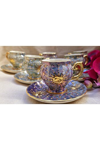 BY.RAYKA PORSELEN El Dekor Galaxy Coffee Cup Set for Six People
