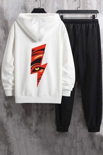 uyguntarz Σετ φόρμας Unisex με κουκούλα White Lightning