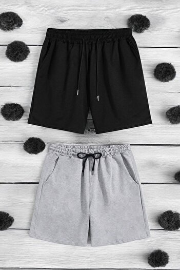 uyguntarz Unisex 2 Pack Comfortable Cotton Combed Cotton Shorts