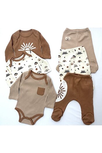 Necix's Sun Printed Twill Fabric Snap Closure Unisex Baby Bottom Top Set