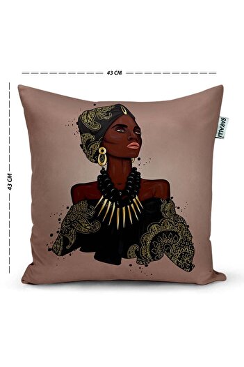 Sakallı Black Girl Pattern 3D Digital Printed Decorative Throw Pillow Cover