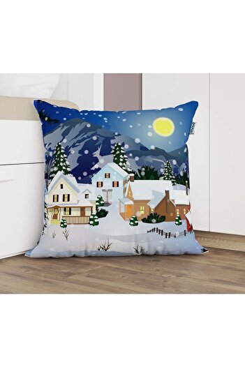 Sakallı Winter Themed 3D Digital Printed Decorative Throw Pillow Cover