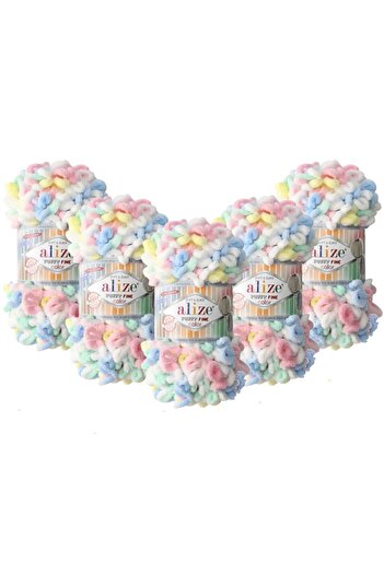 Alize Νήμα Πλεκτό Χειροποίητο Fine Color 5 Πακέτο - 5949 Rainbow - 100 γρ. 14,5 mt. Σχοινί πλεξίματος δακτύλων