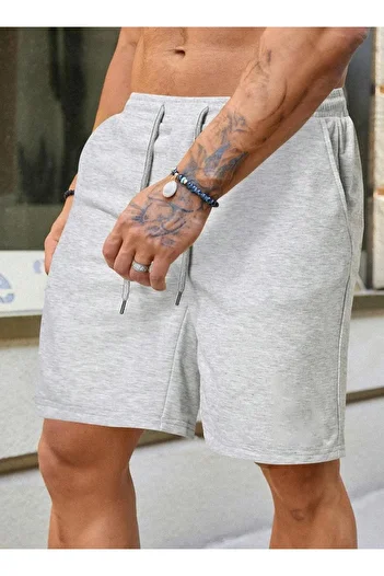 DEEPSENCE Men's Gray Combed Fabric Plain Shorts Slimfit Fit