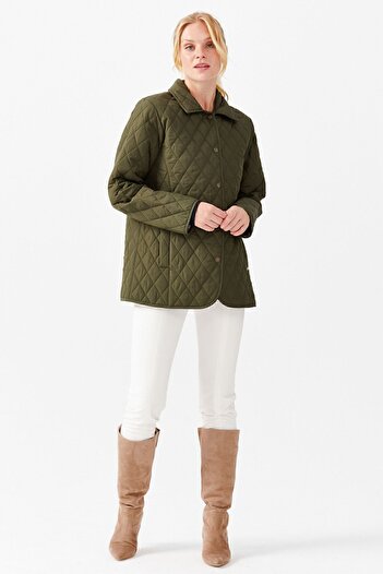 Desen Triko Women's Quilted Araboy Jacket 1-6 Khaki