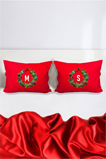 Hediyenza New Year Christmas Gift Double Letter Decorative Pillow Case 50x70 Cm Red