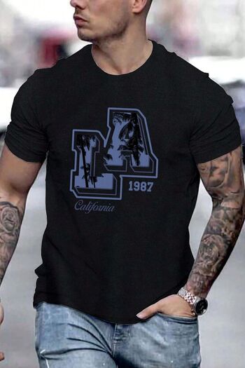 uyguntarz Ανδρικό μπλουζάκι La California 1987 με στάμπα Oversize