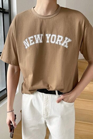 uyguntarz Ανδρικό μπλουζάκι New York Printed Oversize