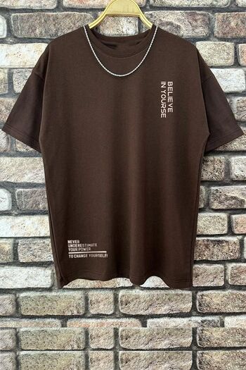 uyguntarz Ανδρικό μπλουζάκι Oversize με στάμπα Belive in Yourself