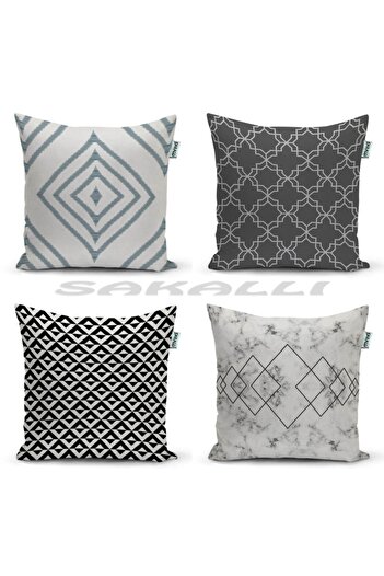 Sakallı Sakalli Home 4'lü Kombin 3d Baskılı Dekoratif Kırlent Kılıfı