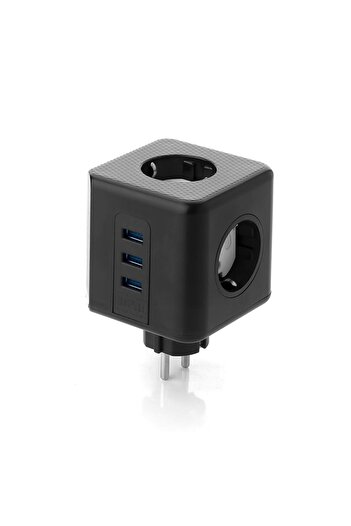 CVS Dn 9203 Küp Akım Korumalı 3'lü Priz, 3 Usb Şarj Prizi