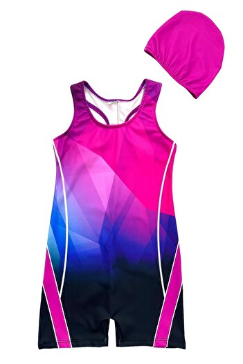 ÖYKÜ KİDS Swimsuit with Swim and Shorts for Girls - Bonnet