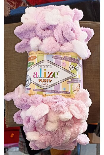 Alize puffy color 5 pieces hand knitted velvet rope no 6051