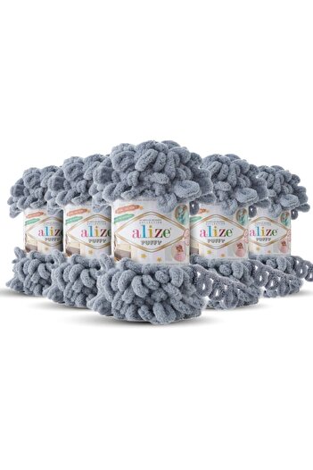 Alize Puffy 428 Medium Gray 5 Pieces