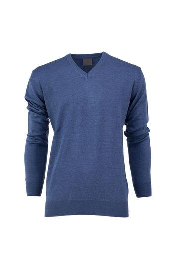 Oppland Tricotaj de iarnă pentru bărbați, din bumbac natural, tricotat subțire, cu decolteu în V, pulover elegant, confortabil, complet, model clasic
