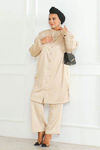 MAY MARA Plus Size - Current Collar and Slit Tunic Trousers Set