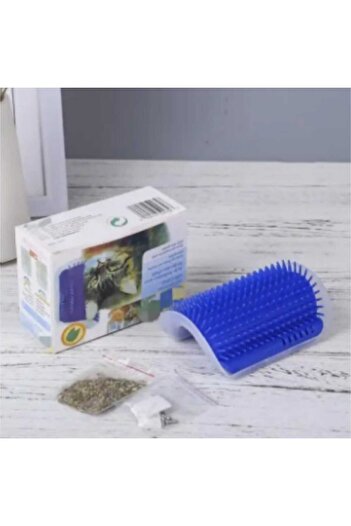 FloriaShopping Cat Massage Brush with Cornered Catnip - Adhesive Itching Apparatus