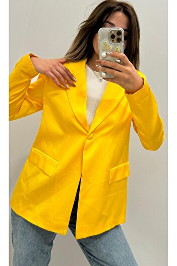 Daves Saten Kumaş Astarlı Blazer Ceket -