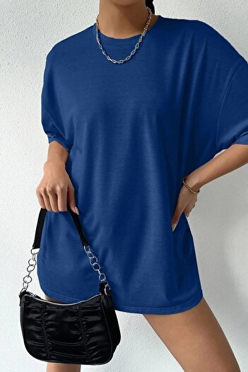 uyguntarz Unisex Sax Mavi Sırt Kelebek Baskılı T-shirt