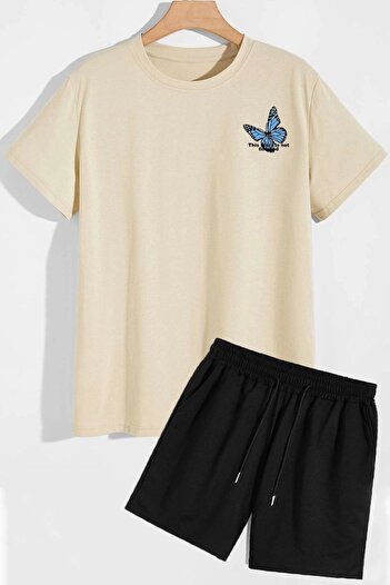 trendypassion Back Printed Shorts T-shirt Tracksuit Set