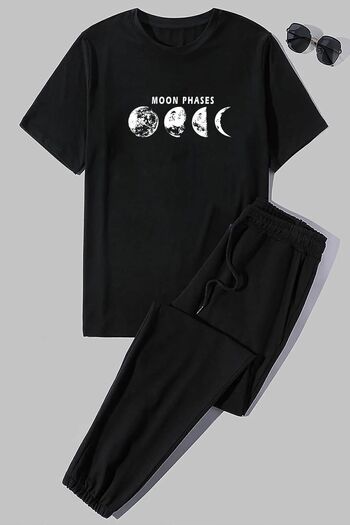 uyguntarz Σετ φόρμας 2 τεμαχίων Unisex Moon Phases Printed