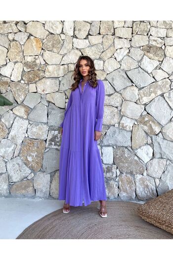 Bak'ap Long Hijab Shirt Dress - Seersucker Ruffle
