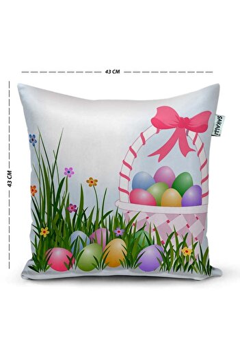Sakallı Easter Themed Decorative Throw Pillow Cover