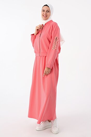 ALLDAY Dusty Rose Patterned Fabric Garnished Skirt Set
