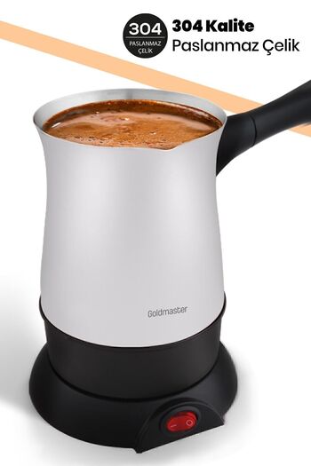 GOLDMASTER Hünkar Pearl White Stainless Steel 5-Cup Capacity Electric Coffee Pot