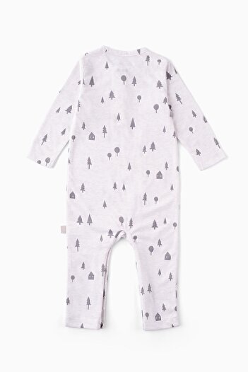 Boumini Baby Long Sleeve Fit Fit Snap Jumpsuit Pine Forest Patterned
