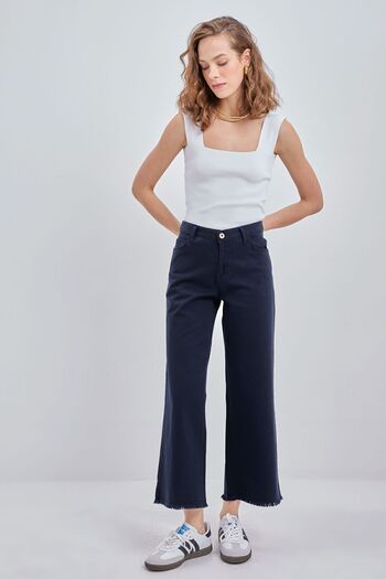 ALLDAY Navy Blue Cotton Tasseled Trousers