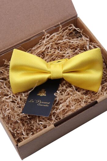 La Pescara Yellow Self Patterned Bow Tie P484