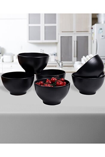 Keramika 6 Pieces 14 Cm Bowl Rhodes Matte Black Granite