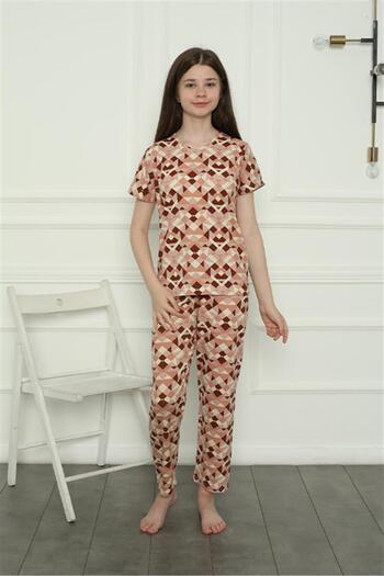 Akbeniz Girl's Combed Cotton Pajama Set 20396