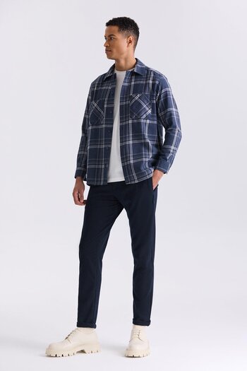 Jakamen Navy Blue Slim Fit Jogger Pants with Elastic Waist
