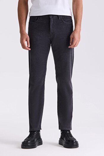 Jakamen Gray Regular Fit Lycra Cotton Velvet Trousers
