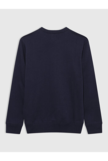 GAP Erkek Lacivert Logo Bisiklet Yaka Sweatshirt