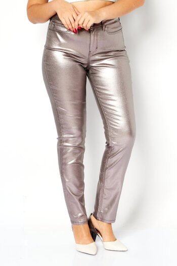 Guess Women Skinny Fit Plain Chino Pants, Silver